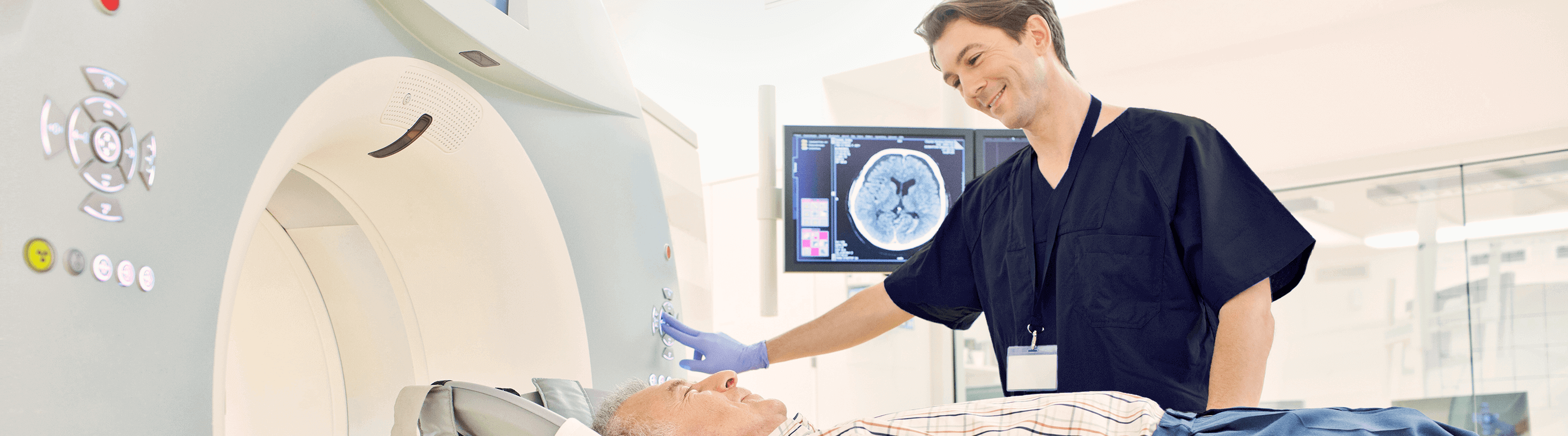 A Doctor performing a CT scan